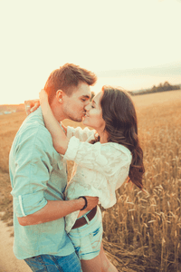 a couple kissing