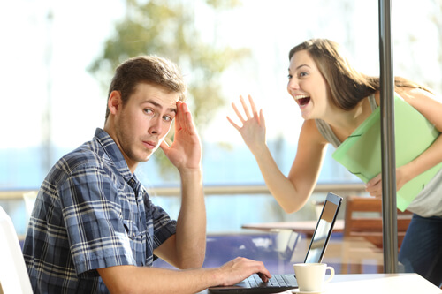 a man ignoring a woman
